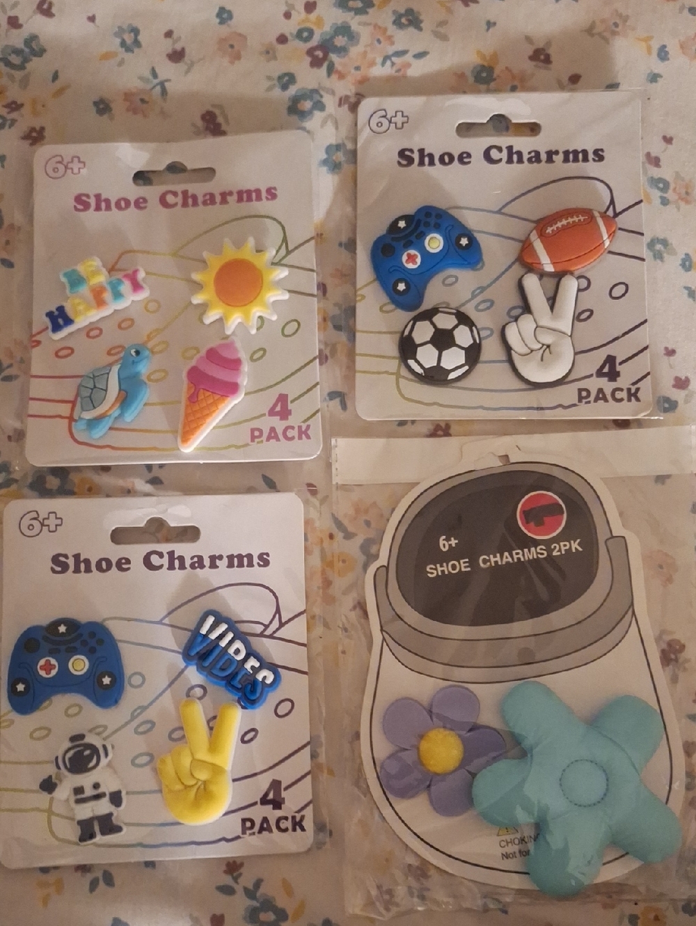 Shoe Charms 4-Pack with Fun Designs